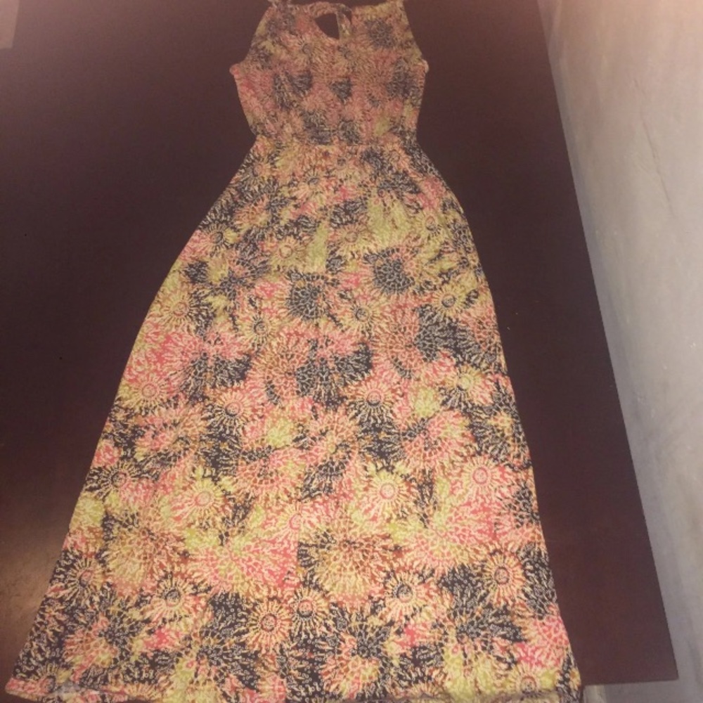 Peach Color Tie Dyed Halter neck Maxi summer Dress